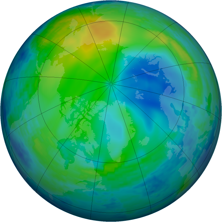 Arctic ozone map for 10 November 1993